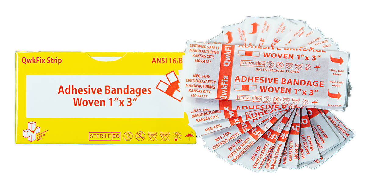 QF Adhesive Bandages Woven 1"x 3" - 16 Box - Sterile