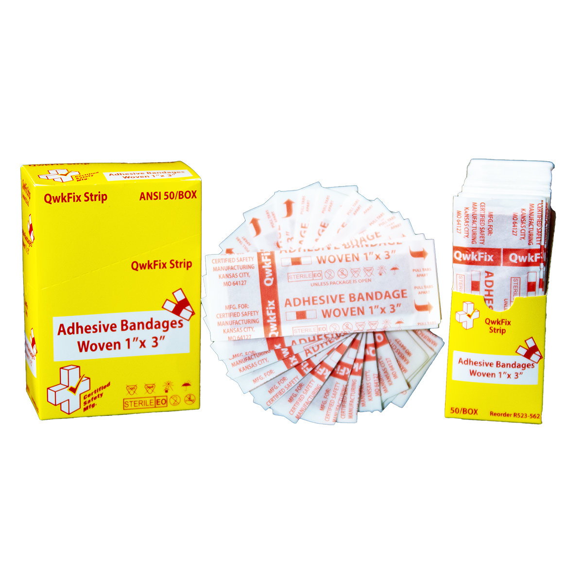 QF Strips 1" x 3" Bandage 50 Box Sterile