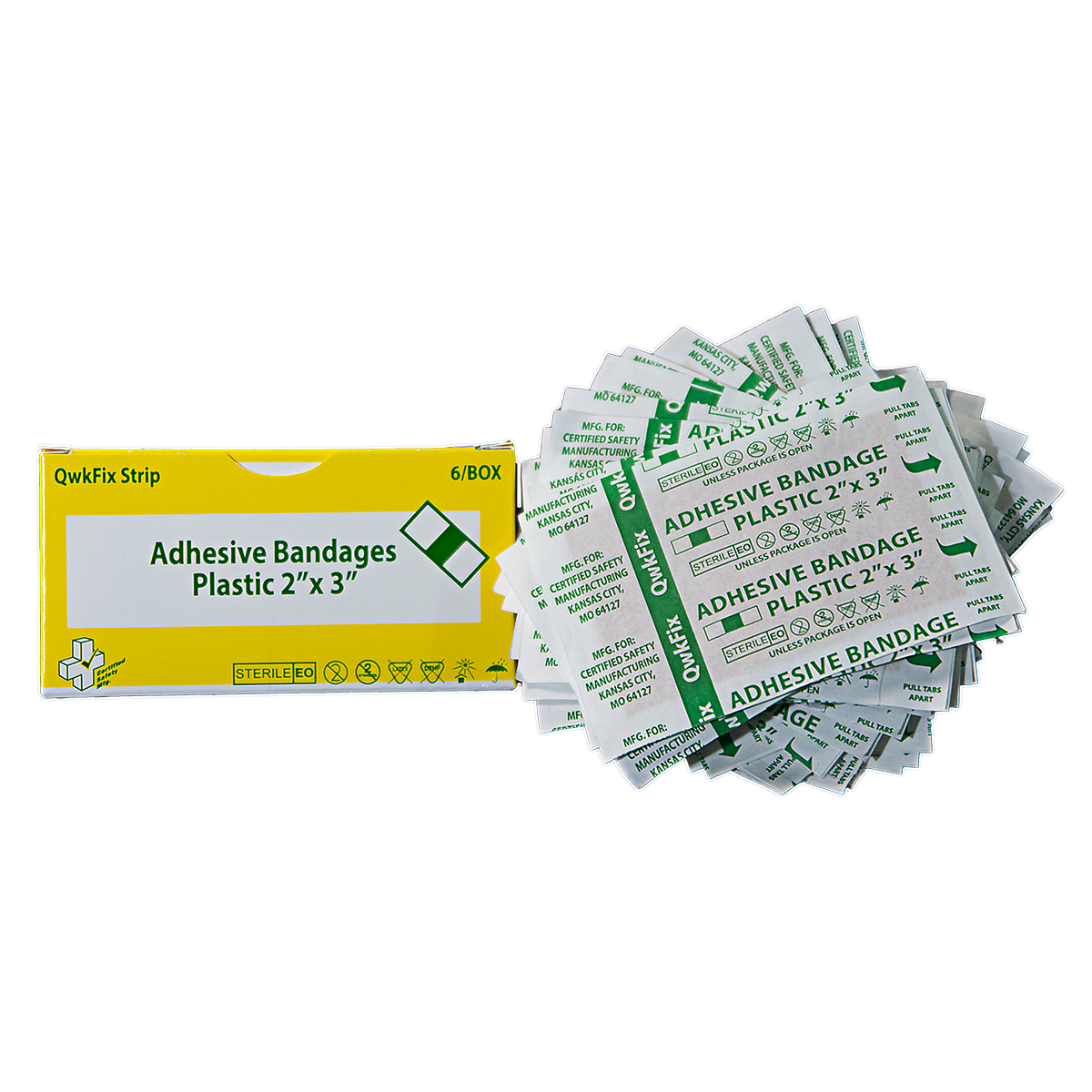 QF Adhesive Bandages Plastic 2"x 3" - 6 Box - Sterile