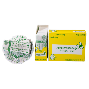 QF Adhseive Bandages 1" x 3" Plastic - 100 Box - Sterile